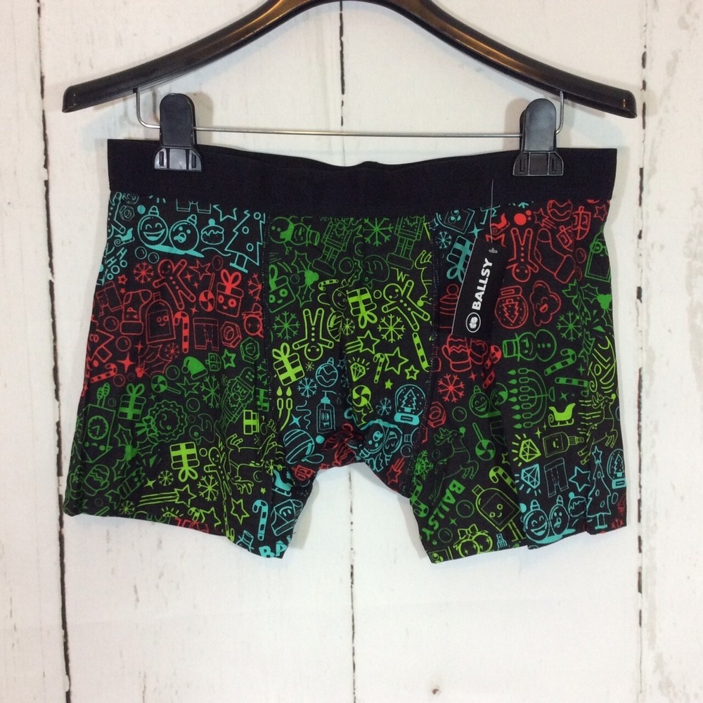 Ballsy Brand Men's Christmas Underwear Holiday Boxer Briefs Size L Novelty Fun